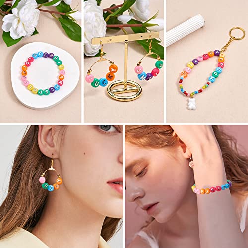 BEEFLYING 632Pcs 10MM Plating Opaque Acrylic Alphabet Beads Acrylic Letter Beads Flat Round Disc Loose Spacer Beads for Jewelry Bracelet Necklace Earring Making DIY Crafts, Dark Orange - color: Dark Orange