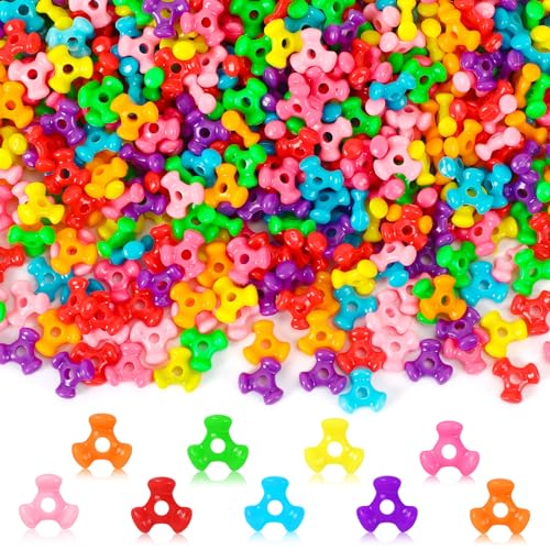 UPINS Tri Pony Beads,1200Pcs Transparent Colorful Plastic Triangle Beads for Craft Wreath Candy Cane-Xmas Holiday Tree Decorations Beaded Ornament Kit - color: Multicolor