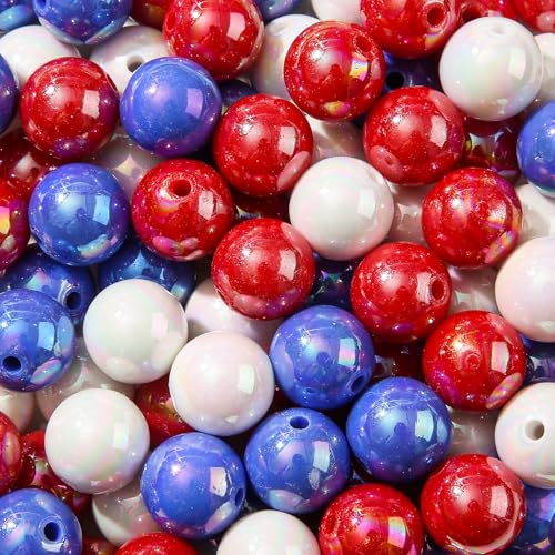 16mm Acrylic Beads 100pcs Chunk Bubblegum Bead Beads for Pens for Necklace Jewelry Bracelets DIY Crafts Making (bluered) - color: bluered