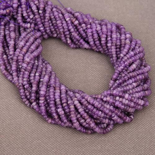 BONNY BOXX 1 Strand (150PCs) Natural 2 * 4mm Amethyst Rondelle Beads, Natural Abacus Disk Stone Beads Loose Spacer Gemstone for DIY Bracelet Necklace Jewelry Making - color: Amethyst, size: 2*4MM
