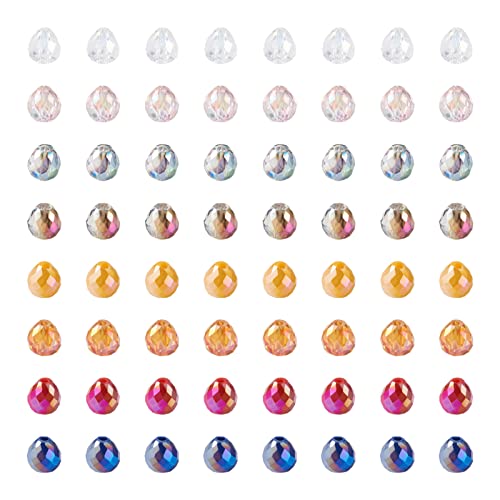 Craftdady 400Pcs AB Color Faceted Teardrop Beads 8 Colors Glass Beads Water Drop Glass Crystal Loose Beads Charms for DIY Jewelry Crafts Making 6mm - color: 8 Colors, 6x6mm