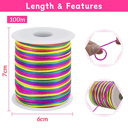 1.5mm Nylon Cord 328 Feet Satin Rattail Cord Nylon String for Bracelets Making, Jewelry String Macrame Cord Bracelet Thread for Necklace Chinese Knotting Beading Jewelry (Beige Red) - color: Beige Red, size: 1.5mm