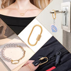 2 Pcs Locking Carabiner Small, Oval Jewelry Carabiner, Gold Carabiner Clasp, Metal Carabiner Necklace for DIY Necklace Bracelets Jewelry Making Hook (Gold) - color: 2 Pcs-Gold, Style1