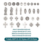 Craftdady 88Pcs Tibetan Cross Beads Antique Silver Alloy Crucifix Spacer Beads Western Charms Virgin Mary Charms for Crafts Mexican Bracelets Jewelry Making - color: Antique Silver-22 Styles