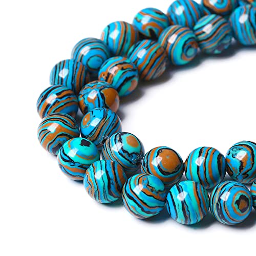 61PCS 6mm Natural Blue Malachite Stone Beads Round Loose Gemstone Beads for Jewelry Making DIY Bracelet Necklace 15 Inch,Energy Stone Healing Power - color: Blue Malachite, size: 6mm