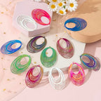 Dazzling Colorful Filigree Charms Hollow Out Multicolor Geometric Filigree Pendants for DIY Jewelry Making Earrings Necklaces Components - color: Ellipse-1