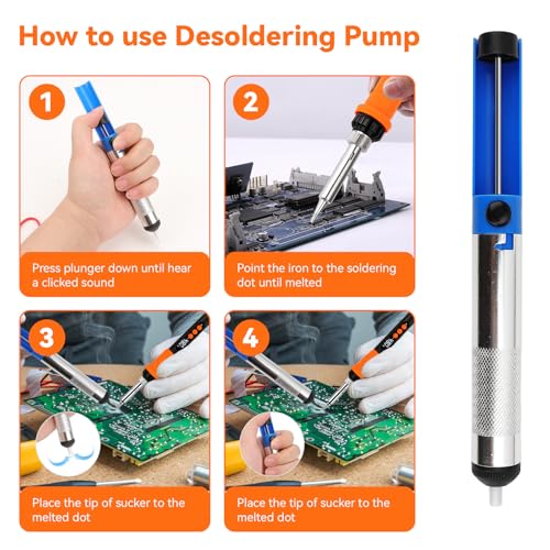 Soldering Iron Kit,90W LED Digital Solder Iron Soldering Gun kit,Adjustable Temperature(180°C-480°C),19-in-1 Welding Tool Including Desoldering Pump, Multimeter, 5 Solder Tips,Helping Hands - color: 19-in-1 Soldering Iron Kit