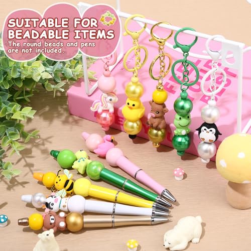Watersay 12 Pcs 3D Silicone Focal Beads Pens Beads Bulk for Beadable Keychain DIY Crafts Necklace Bracelet Phone Chain Charms Jewelry Making (Animals A) - style: Animals A