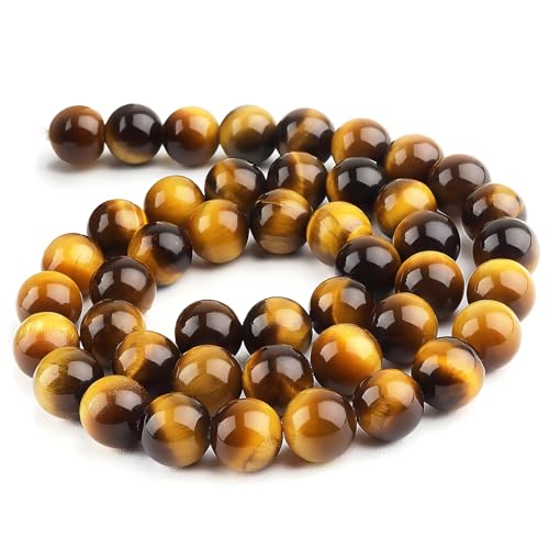 HAAMIIQII 6mm Natural Yellow Tiger Eye Beads Round Gemstone Loose Beads for Jewelry Making 2 Strands (120-130pcs) - color: Yellow Tiger Eye, size: 6mm (120-130pcs)