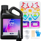 SHORE RESIN UV Resin for Jewelry Making, Crystal Clear Fast-Curing UV Resin Kit with Earring Silicone Mold & Tools for Earrings, Pendants and DIY Crafts, 500g - size: 500g