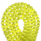100pcs Lemon Yellow Cat Eye Beads 8mm Round Semi Precious Stone Hole Size 1mm DIY Charm Spacer Beading Smooth Gemstone Loose Beads for Jewelry Making Bracelets Necklaces Earrings Crafting - color: Lemon Yellow