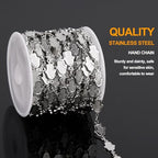 KYUNHOO 13 Feet Necklace Making Chains Bulk for Crafting Stainless Steel Silver Chain Spool with Lobster Clasps Jump Rings for Jewelry Making - color: Hand Silver