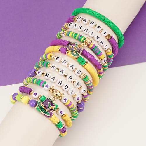 Twinfree Bohemia Beaded Bracelet for Women, Polymer Clay Stretch Bracelets - color: color 29