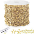 16Ft Stainless Steel Bead Chain for Jewelry Making, 1.6mm Thin Gold Plated Ball Beaded Cable Link Chains Roll for DIY Necklace Bracelet Jewelry Making Supplies with Lobster Clasps Soft Tape Measure - color: Cross Bead Gold