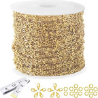 16Ft Stainless Steel Bead Chain for Jewelry Making, 1.6mm Thin Gold Plated Ball Beaded Cable Link Chains Roll for DIY Necklace Bracelet Jewelry Making Supplies with Lobster Clasps Soft Tape Measure - color: Cross Bead Gold