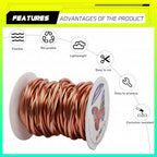 Aluminum Craft Wire,8 Gauge (3mm) Champagne Bendable Wire,32 Feet Continuous Roll for Jewelry Making,Sculpting,Floral & Armature Projects - size: 8 Gauge 32FT, style: Champagne
