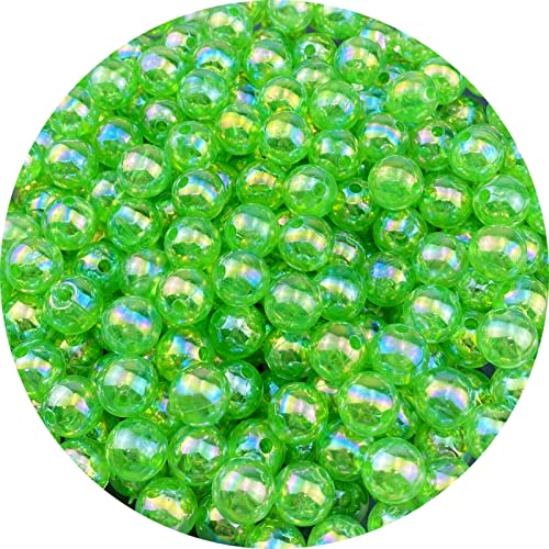 300 Pcs 10mm Acrylic Round Beads AB Colors Round Spacer Beads for Earring Bracelet Necklace Key Chains Jewelry DIY Craft Making(Green AB) - color: Green AB, size: 10mm