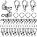 1000PCS Jewelry Making Accessories Set, 100 Lobster Claw Clasps 300 Crimp Beads Crimp Beads Clasps Caps 600 Open Jump Ring Connectors for DIY Bracelet Necklace Crafts Jewelry Making(Platinum) - color: Platinum