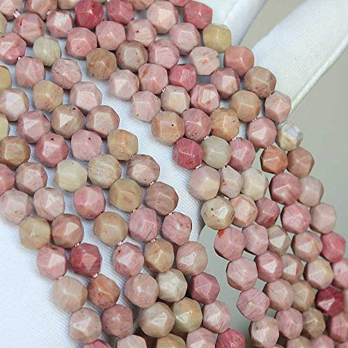 MJDCB Best Sellers Natural Stone Beads Faceted Polygon Rhodonite Crystal Energy Stone Healing Power for Jewelry Making(8mm) - color: Rhodonite