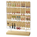 Earring Display Stand for Selling,Earring Display for Vendors, Wood Earring Rack Tower Display Holder Stand with Card (4 Tier,20 Hooks, White) - color: White