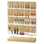 Earring Display Stand for Selling,Earring Display for Vendors, Wood Earring Rack Tower Display Holder Stand with Card (4 Tier,20 Hooks, White) - color: White