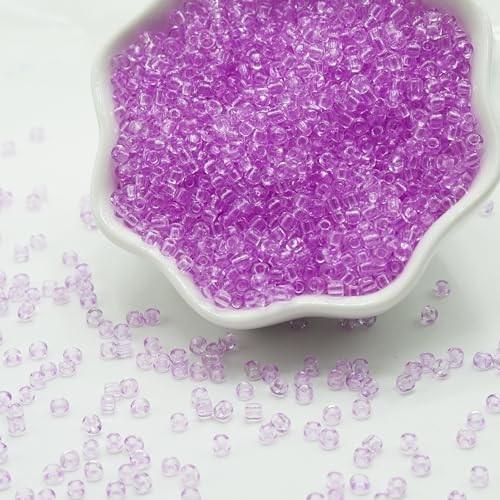 Purple Glass Seed Beads 5000 Pcs, 3mm Small Craft Pony Beads Bulk for Bracelets, DIY Necklace Ring Waist Chain - color: Purple