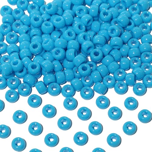 1000Pcs Multi-Colored Plastic Pony Beads Bulk for Craft,6 * 9mm Assorted Colors Hair Beads Black, red,Blue, White for Bracelets Making,Kandi Charms（Dark Blue） - color: Dark Blue, size: 1000PCS