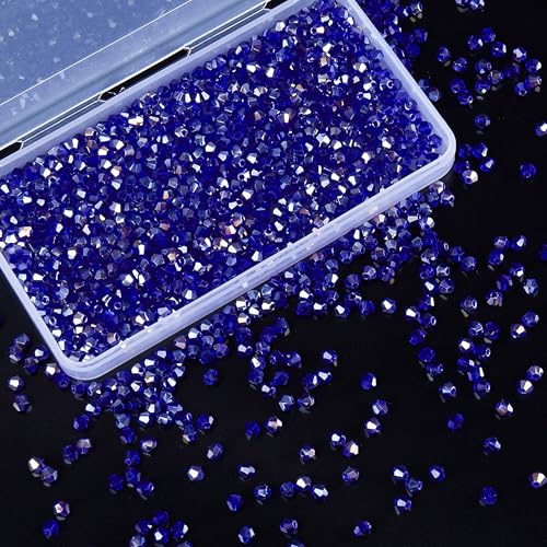 1100PCS 4mm Bicone Crystal Glass Beads for Jewelry Making, Sparkling Mini Beads for Suncatchers, DIY Bracelets & Craft Projects (AB Blue) - color: AB Blue, size: 4MM 1100 Pcs