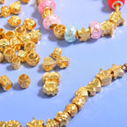 120Pcs Large Hole Metal Spacer Beads for Jewelry Making, Silver & Gold Plated Findings for Bracelet, Large Hole & Mixed Style (Gold Plated) - color: 120Pcs Gold