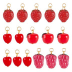 Craftdady Fruit Dangle Charms Pendants Cute Resin Food Pendants Apple Orange Pineapple Strawberry Pendants Lovely Vegetable Mushroom Charms for DIY Craft Earring Bracelet Necklace Jewelry Making - color: Red