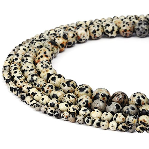 RUBYCA Natural Dalmatian Jasper Gemstone Round Loose Beads for DIY Jewelry Making 1 Strand - 4mm - color: Dalmatian Jasper, size: 4 MM