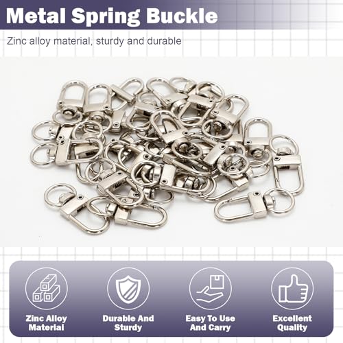 30Pcs Metal Lobster Claw Clasps, 360° Swivel Snap Hooks, Key Chain Hooks, DIY Claw Clasps for Jewelry, Bags, Keychains, and Art Crafts (Silver) - color: Silver