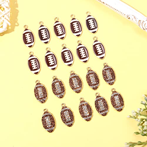 20PCS Sports Charms Enamel Basketball Baseball Pendant Charms for Jewelry Making Rhinestone Ball Game Softball Charms for Necklace Bracelet Earrings DIY Crafts - color: Set 4