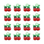 FASHEWELRY 20Pcs Handmade Cherry Lampwork Glass Pendants 3D Red Fruits Glass Charms for DIY Jewelry Project Making - color: Cherry