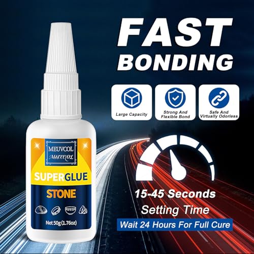 Meuvcol Stone Glue 100g - Marble Glue Heavy Duty for Granite, Artificial Stones & Tile | Clear Waterproof Stone Adhesive for Marble Repair & Craft Projects | Fast Drying, Strong, 6 Precision Nozzle - size: 100g, style: Stone Glue