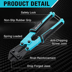 DURATECH 8-inch Mini Bolt Cutter with Bi-Material Ergonomic Handle Grip, Security Lock, Chrome Vanadium Steel Blade for Wire, Cables, Chains, Small Screws - size: 8"