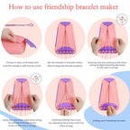 Rdfmy Friendship Bracelet Making Kit for Girls, Arts and Crafts Bracelets String Maker Kit for Kids Ages 8-12 Christmas Birthday Gifts Pink with Purple - color: Pink