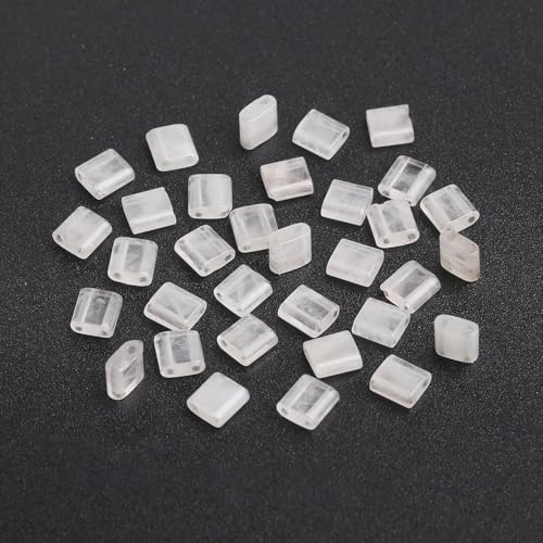Natural White Quartz Stone Beads, Each Approximately 5x5x2mm Square 2-Hole Spacer Bead, are Used to Make Bracelets, Earrings, Necklaces, with Each String Measuring 15-16 Inches - color: white Quartz