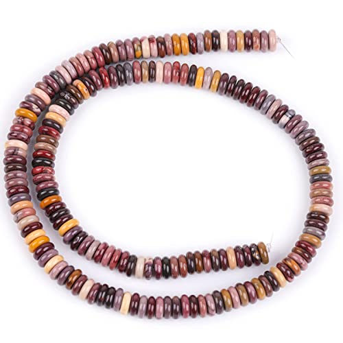 GEM-Inside 2x6mm Natural Mookaite Jasper Jasper Stone Heishi Disc Rondelle Spacer Beads for Jewelry Making Full 15" Strand Energy Stone Healing Power Crystal - color: Mookaite Jasper
