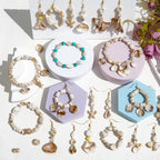 550Pcs Ocean Beads for Bracelets Making Kit, Imitation Boho Ocean Beach Shell Bead Charms Starfish Mermaid Beads Summer Sea Dangle Pendant for Earring Bracelet Necklace Anklet DIY Craft Jewelry Making - color: Beige+Camel