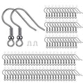 BEADNOVA 300pcs Stainless Steel Earring Hooks with Rubber Backs, Silver, Elegant, Polished, Hypoallergenic, DIY Ear Findings Supplies - color: 300pcs