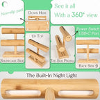 LED Bamboo Jewelry Organizer Stand - Bracelet Holder, Jewelry Organizers and Storage for Necklace, Watch, Earring, Ring - Built-in LED Light Natural Wooden Jewelry Display Stand for Dresser Decor