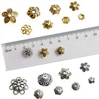 FEBSNOW About 160Pcs Spacer Beads Caps, Bali Style Mixed Tibetan Silver and Antique Gold Flower Bead Caps for Bracelet Necklace Earrings Jewelry Making Supplies - color: antique gold and tibetan silver