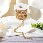 Craftdady 16.4 Feet Aluminum Curb Chain Link Gold Twisted Cable Cross Chain Unwelded 10x6.5mm with Spool for Bracelet Necklace Tassel Earring Jewelry Making - color: Gold, 10x6.5mm