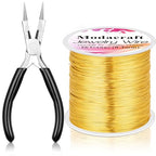 ModaCraft 26 Gauge Ultra-FINE Jewelry Wire Gold (328ft/100m) + 4-in-1 Ergonomic Pliers Set | Tarnish Resistant Copper Craft Wire for Wire Wrapping, Beading & Micro Jewelry Making | DIY Supplies Kit - color: Gold, size: 26 Gauge