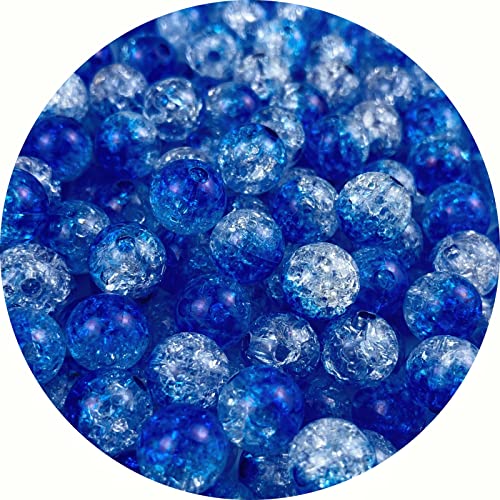 100pcs Crackle Acrylic Beads 12mm Crystal Round Crafts Bulk Spacer Beads for Jewelry Making Necklace Bracelet Earrings DIY Jewelry Decoration(Blue) - color: Blue, size: 12mm