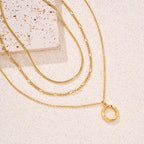 LANE WOODS Gold Plated Necklaces for Women - Multilayer Coin Medallion Pendant Necklace Adjustable Layering Choker Necklaces Chain Set Jewelry - style: Elegant, Modern