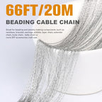 66 FT Small Stainless Steel Cable Chains Roll, 1mm Thin 304 Stainless Steel Oval Cable Link Chains Bulk Spool for Beading Jewelry Making DIY Craft - color: Stainless Steel, size: 1.0mm thickness