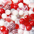 48 Pcs 20mm Beads for Pens Rhinestone Bubblegum Beads Red Crystal Acrylic Round Chunky Bead Sparkly Craft Large Balls Bead for Pen Beadable Keychain Bracelet Necklace DIY Jewelry Making Supplies - color: Red
