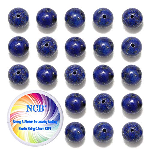 NCB 200PCS 8mm Natural Lapis Lazuli Gemstone Round Spacer Loose Beads for Jewelry Making with Crystal Stretch Cord (Lapis Lazuli, 8mm 200Beads) - color: Lapis Lazuli, size: 8mm 200Beads